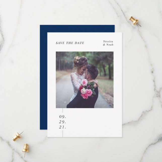 Save The Date Réserve La Fecha Boda fotográfica moderna Ahorra l (Devant/Arrière en situation)