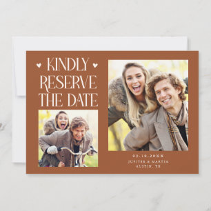 Save The Date Réservez 2-Photo Mariage Terracotta aimablement