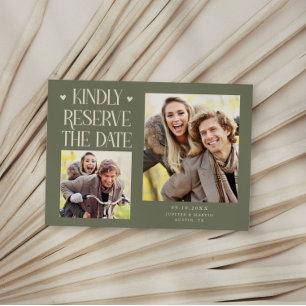 Save The Date Réservez 2-Photos Vert Sauge Mariage