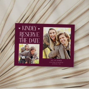 Save The Date Réservez gentiment 2-Photo Cranberry Mariage