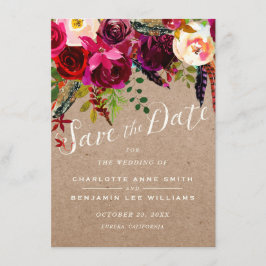 Save The Date RÉSERVEZ LA DATE | Élégant Floral Rustic Boho Mari