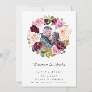 Save The Date Réservez la Date Fleur Purple Photo Espagnol