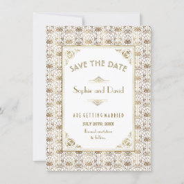 Save The Date Réservez la date | Gold White Roaring 20s Art Déco