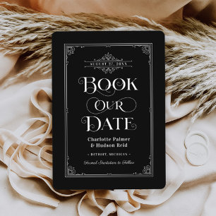 Save The Date Réservez notre date Vintage noir Mariage de couver