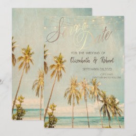 Save The Date Retro Beach Palms Économisez La Date