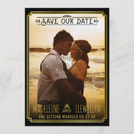 Save the Date Retro Black Gold Deko Wedding Foto