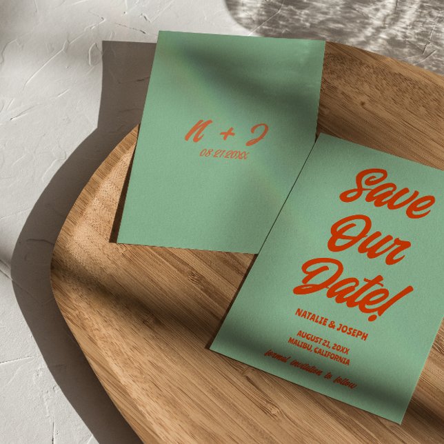 Save The Date Retro Bright Funky Bold Moderne Mariage unique (Créateur téléchargé)