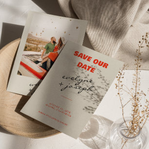 Save The Date Retro Coloré brillant Funky Gras Mariage moderne