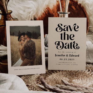 Save The Date Retro Cream Wedding Enregistrer La Date