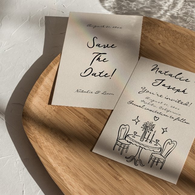 Save The Date Rétro Écrit main tiré Quirky Bold Mariage amusant (Créateur téléchargé)