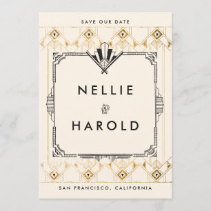 Save The Date Retro Great Gatsby Art Déco Photo Enregistrer les