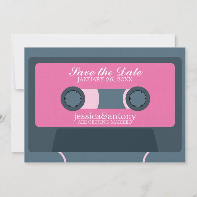 Save The Date Rétro Mariage Mixtape Enregistrer la date (Devant)