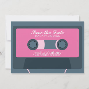 Save The Date Rétro Mariage Mixtape Enregistrer la date