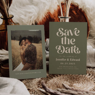 Save The Date Rétro Mariage Olive Enregistrer La Date
