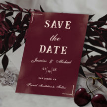 Retro Minimalist Burgundy & Ivory Classic Wedding