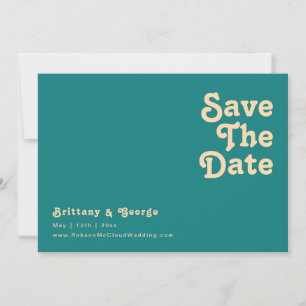 Save The Date Rétro moderne Turquoise Horizontal Enregistrer L