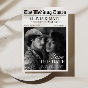 Save the Date Retro Newspapers Wedding