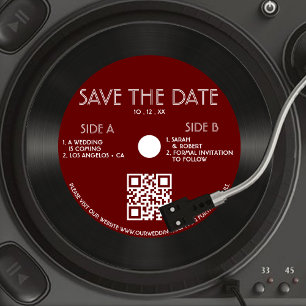 Save The Date Retro Red Vinyl Enregistrement Mariage Enregistrer