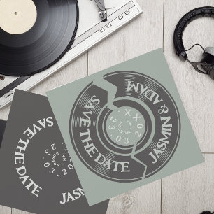 Save The Date Retro Sage Green Vinyl Record Mariage Super
