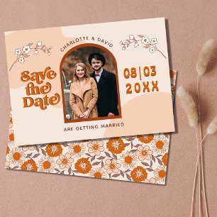 Save The Date Retro Seventies Arched Photo Boho Enregistrer la d