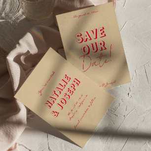 Save The Date Retro Simple Bright Funky Bold Modern Boho Mariage