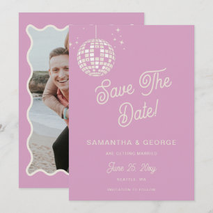 Save The Date Retro Super les années 70 ivoire rose disco Photo