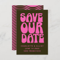 Retro Super les années 70 rose chaud et vert foncé