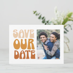 Save The Date Retro Super les années 70 Terracotta Brown Mariage