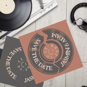 Save The Date Retro Terracotta Vinyl Record Mariage Super