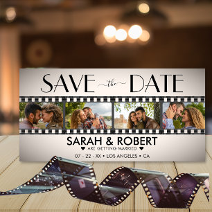 Save The Date Retro Vignette Photo Collage bande film