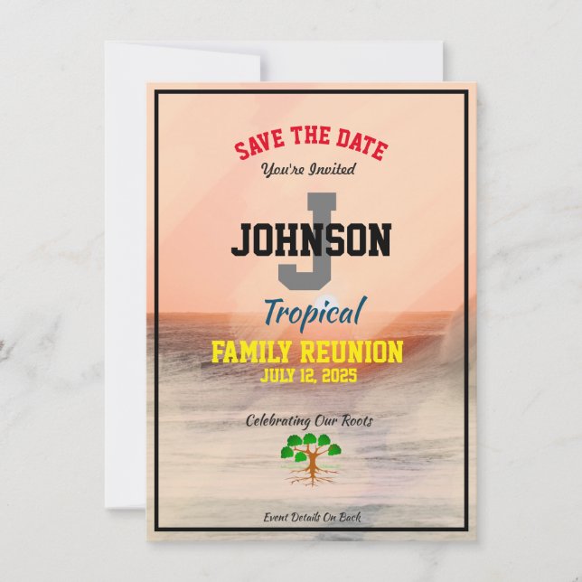 Save The Date Réunion de famille tropicale Toute date ou nom Dat (Devant)