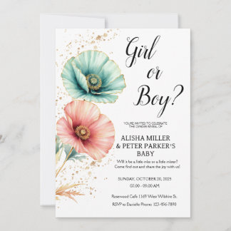 Save The Date Révélation du sexe à l'aquarelle bleue ou rose
