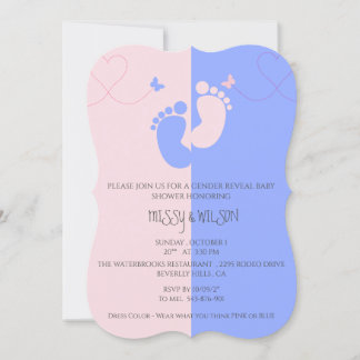 Save The Date Révéler le genre Rose Girl Blue Baby Boy Invitatio