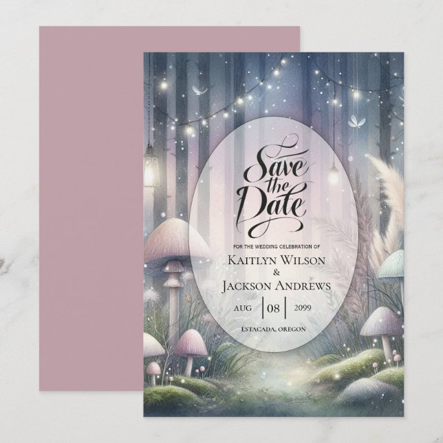 Save The Date Rêves de Lanternlight Mariage forestier enchanté (Devant / Derrière)