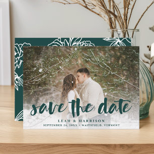 Save The Date Revêtement brossé avec fond floral Photo