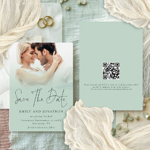Save The Date Revêtement de photo moderne QR Sage Mariage de scr