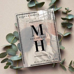 Save The Date Revêtement photo moderne grand monogramme géométri