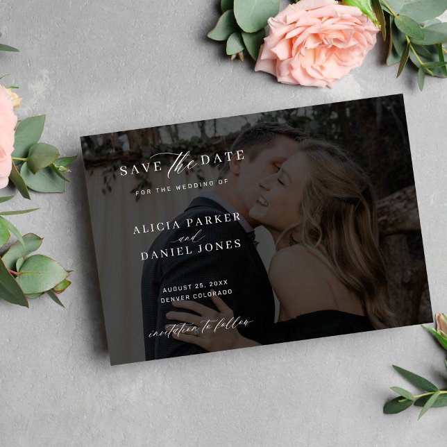 Save The Date Revêtement photo moderne mariage noir (Créateur téléchargé)