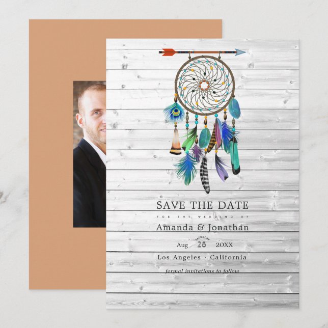 Save The Date Rêveur Amérindien Attrape-Rêves Mariage Bohème (Devant / Derrière)