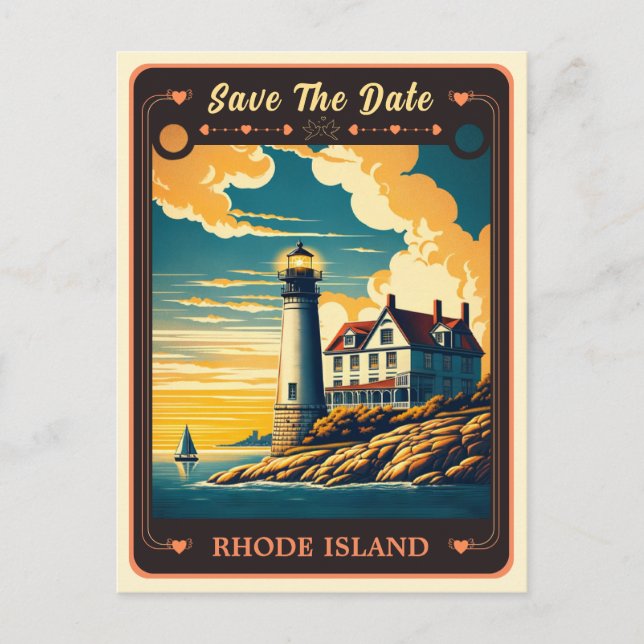 Save The Date | Rhode Island Einladung Postkarte (Vorderseite)