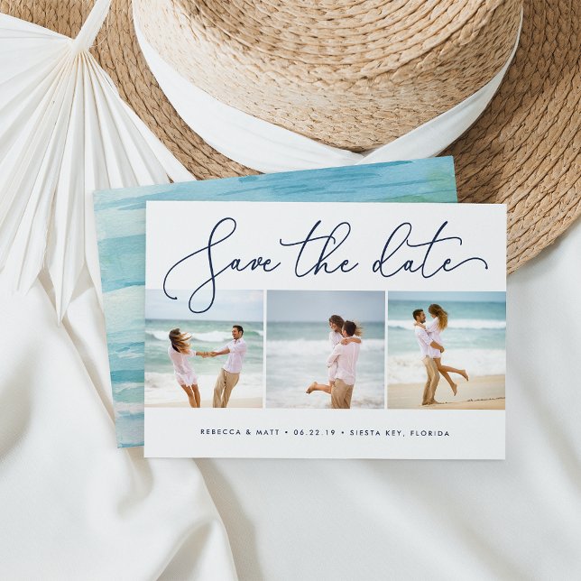 Save The Date Rive | Photo de mariage sur la plage (Créateur téléchargé)