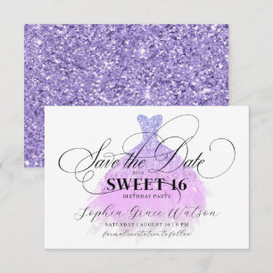Save The Date Robe de Parties scintillant violet chic doux 16 An