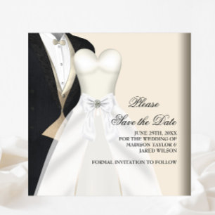 Save The Date Robe Mariage Tuxedo Noir Blanc Enregistrer La Date