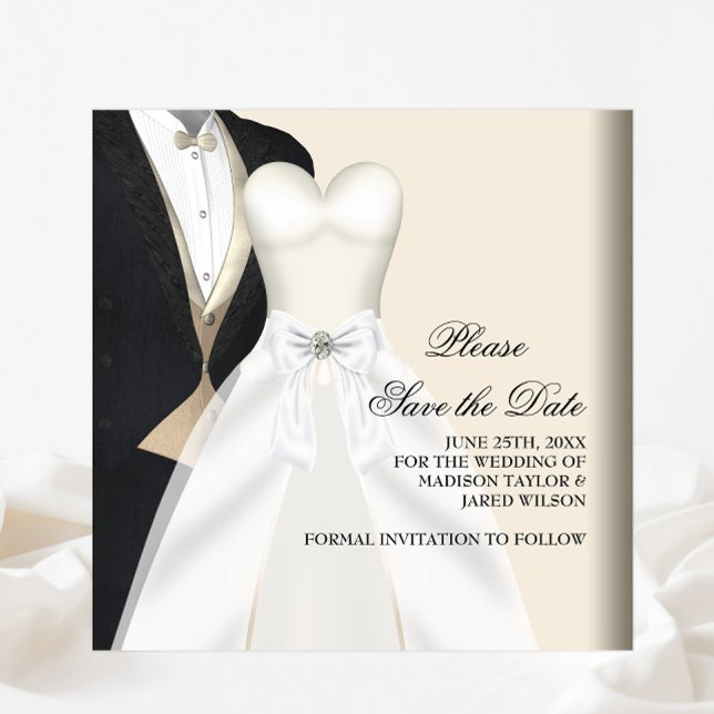 Save The Date Robe Mariage Tuxedo Noir Blanc Enregistrer La Date (Créateur téléchargé)