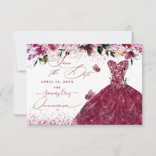 Save The Date Robes de soirée rouge cerise pour Quinceanera