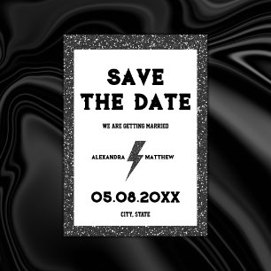 Save The Date Rocher et Rouleau noir Parties scintillant Rétro