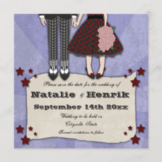 Save The Date Rockabilly Mariage, 5.25x5.25 enregistrer la date