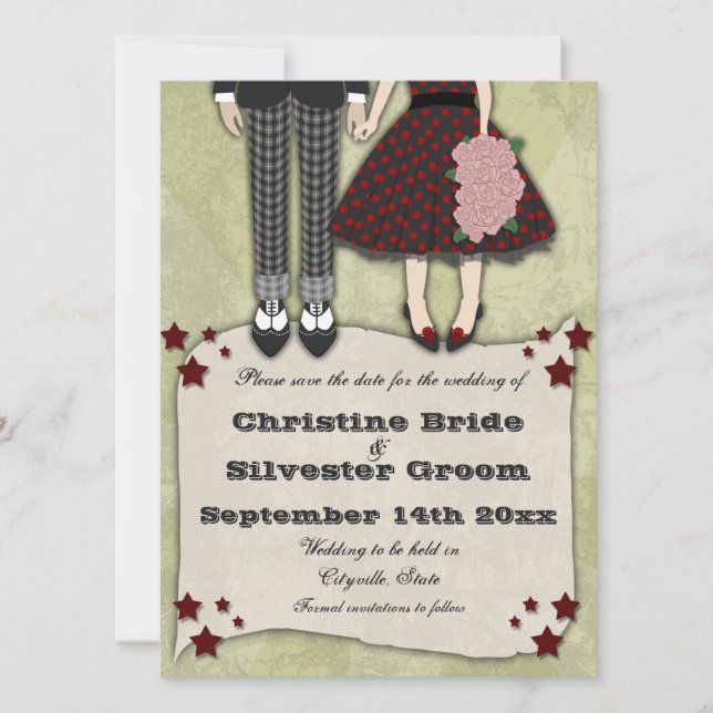 Save The Date Rockabilly Mariage, 5.5x7.5 enregistrer la date (Devant)