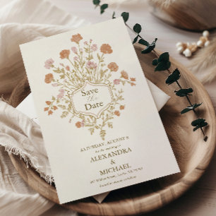 Save The Date Rococo Floral Antique Frame Mariage