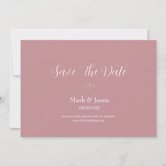 Save The Date ROE rose et blanc Mariage simple (Devant)